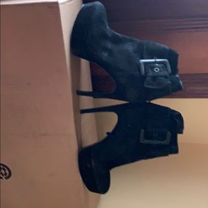 Black suede platform booties